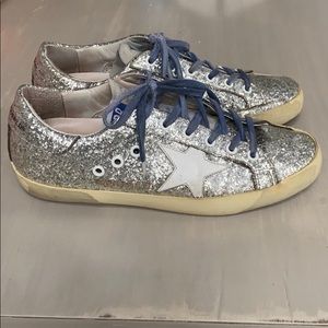 Golden Goose Superstar Silver Glitter Sneakers 38